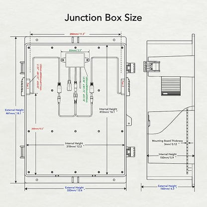 Akwscyby Outdoor Electrical Box, Waterproof Electrical Junction Box IP65 ABS Plastic Enclosure with Fan & Thermostat, Mounting Plate and Hinged Lid (18.1" Hx 12.5" L x 6.3" W)