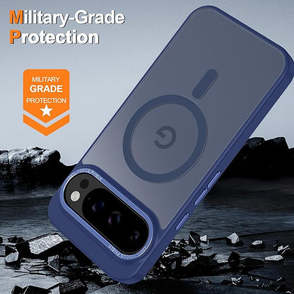 Magnetic for Google Pixel 9/Pixel 9 Pro Case, [Military Grade Drop Protection] [Compatible with MagSafe] Shockproof Slim Translucent Matte Anti-Slip for Women Girls Men Case, Dark Blue