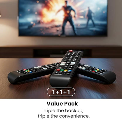 (Pack of 3) Replacement for Samsung TV Remote Control, Universal Compatible with All Samsung LCD LED HDTV 3D Smart TVs