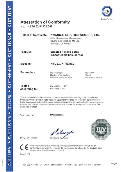 KWANGIL 8C 22AWG AMSB Shielded Cable Wire (UL2464) - Highly Flexible Str TC, PVC Ins, OS+TC BRD, PVC JKT for CNC Machine, Stepper Motor, VFD Spindle (Matte Black 25FT)