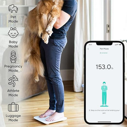 Wyze Smart Scale X - Digital Bathroom Scale for Body Weight, BMI, Body Fat, Muscle Mass, Heart Rate Monitor | ITO Glass & LED Backlight | Batteries Included, 400 lbs (White)