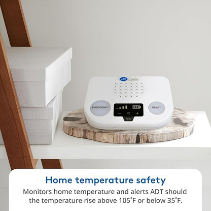 ADT Medical Alert Plus - in-Home Medical Alert System for Seniors - Cellular 4G Coverage, 600ft Pendant Range, Home Temperature Monitoring, 24/7 U.S. Based Monitoring (Black Wristband)