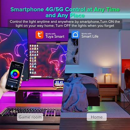 FCOB 5in1 WB5 2.4GHz WiFi PWM LED Controller Compatible with Alexa Google Home Smart Life Tuya APP for Dimming CCT RGB RGBW RGBCCT LED Strip Light Controller Works with WR01RF WR02RF, DC12V-24V