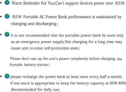 Portable Power Bank with AC Outlet, 65W 110V Portable Laptop Charger Battery Bank 23400mAh External Battery Pack Backup Power Source for Outdoor Tent Camping RV Home Office Smart Devices-Orange