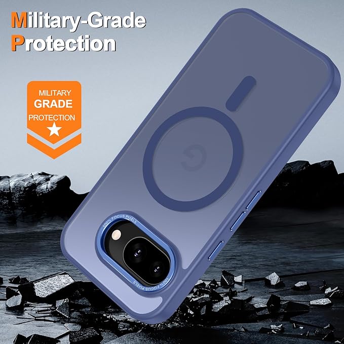 Magnetic for Google Pixel 9a Case, [Military Grade Drop Protection] [Compatible with MagSafe] Shockproof Slim Translucent Matte Anti-Slip for Women Girls Men Case, Blue