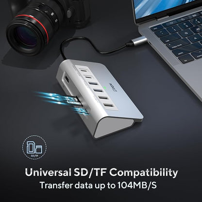 P9 USB C Hub, intpw 9-in-1 USB C Hub Multiport Adapter with 4K HDMI, PD 100W, Type-C & 2 USB A 3.0 5Gbps, 2 USB A 2.0, SD/TF Card Reader, Aluminum USB Hub for Laptop, iPhone 17 Series, MacBook, iPad
