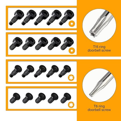 Replacement Screws for Doorbell - Orange Screwdriver T6 T15 & + 20Pcs Screws for Doorbell 2nd Gen & Pro