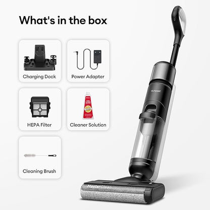 Ultenic Wet Dry Vacuum Cleaner,Cordless Vacuum Mop Combo with Self-Cleaning,Smart Mess Detection,50mins Runtime,3-in-1 Vacuum Mop for Hard Floors,Edge Cleaning,LED Display,Black,AC1 Elite