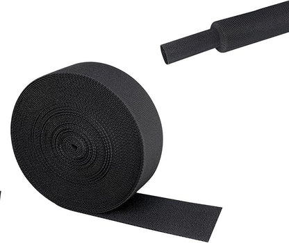 Sonoreboom 2 in 1 Heat Shrink Braided Sleeving Fabric Tubing-Ideal fit Irregular Shape Hose/Cable/Wire (1"(25mm), 22FT)