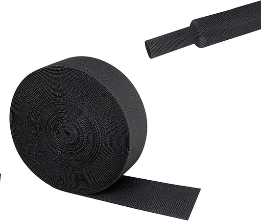 Sonoreboom 2 in 1 Heat Shrink Braided Sleeving Fabric Tubing-Ideal fit Irregular Shape Hose/Cable/Wire (1"(25mm), 22FT)