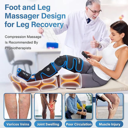 comrelax Air Compression Leg Massager for Circulation and Recovery Full Leg Massager with Cold Therapies 3 Modes 3 Intensities Sequential Compression Device for Pain Relief