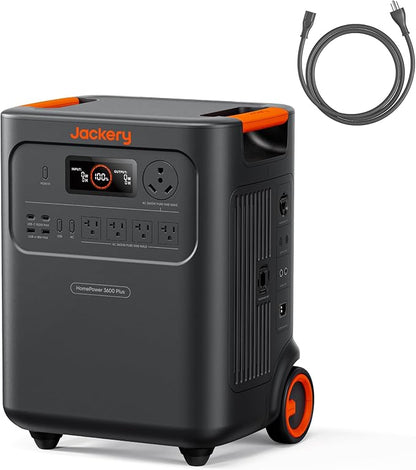 Jackery HomePower 3600 Plus Portable Power Station, 3600W AC Output, 3584Wh LFP Solar Generator, Expandable up to 21kWh, Essential Home Backup for Home Use, Emergencies, RV (Solar Panel Optional)