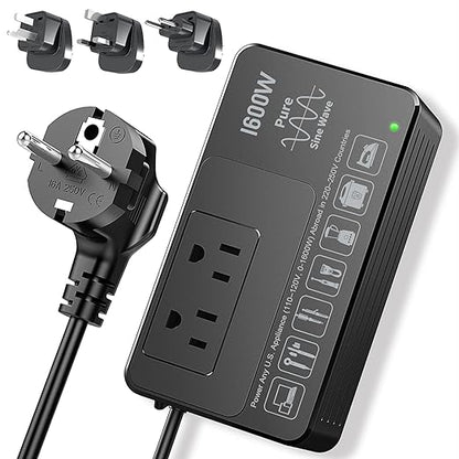 HYTED 1600W 220V to 110V Voltage Converter, Power Any American Appliances in 220-250V, Plug & Play, No Limitations, Universal Power Plug Adapter Voltage Converter US to Europe International Travel