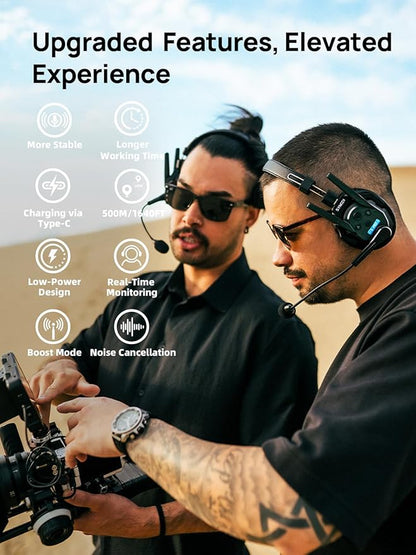 SYNCO XTALK XPRO Wireless Communication Headset System, 9 Person Full Duplex 2.4GHz Wireless Headsets with 24H Battery Life 500m/1640ft Noise Reduction, Xtalk-Xpro9-intercom-communication-headset