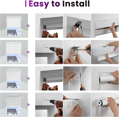 Astomi Motorized Roller Shades for Windows, Blackout Smart Blinds for Indoor, Effortless Remote & Voice Control, Compatible with Alexa, Google Home, Custom Size，Vinyl-Pure Black