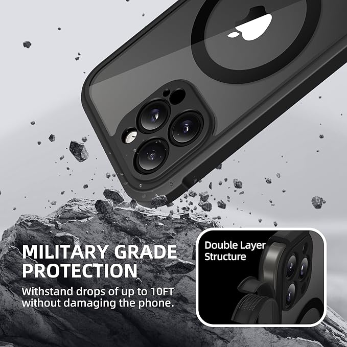 BERFY Magnetic for iPhone 13 Pro Max Case, Compatible with MagSafe, Built-in Privacy Screen Protector and Upgraded Camera Protection, Anti-Spy Full Body Shockproof Phone Case for 13 Pro Max 6.7",Black