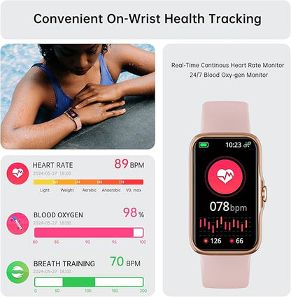 Sunorshop Health Fitness Tracker, Smart Watch with 24/7 Heart Rate and Blood Oxygen Monitor, Sleep Tracker with IP68 Waterproof, Activity Tracker Pedometer Step Counter for Women Men (Deep Pink)