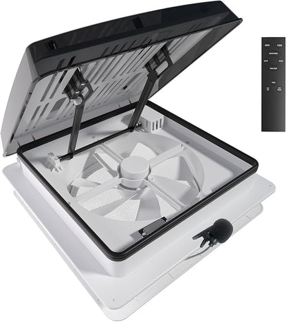 2012 Air Max RV Roof Vent Fan 14" x 14", Quiet 12V Motorhome Ventitaltion with Reversible Airflow, Voice & Remote Control, Rain Sensor, Fits Class A/B/C Motorhomes, Trailers, Campervans