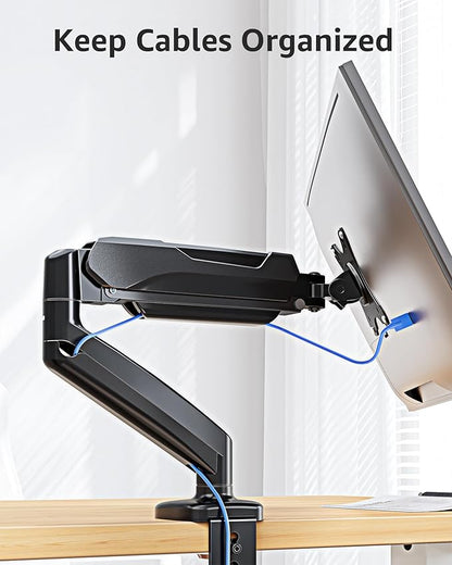MOUNTUP Single Monitor Desk Mount Holds Screen up to 32 inch, Height Adjustable Monitor Arm, Computer Monitors Stand with Clamp/Grommet Mounting Base, VESA Mounts Fit 4.4-17.6lbs Computer, Black