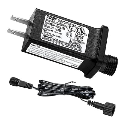 30V 0.12A Class 2 Power Supply Replacement LED Transformer IP44 LED Light Controller Low Voltage Transformer for Christmas String Light Inflatable Device (30V3.6W 8Modes 1PC)
