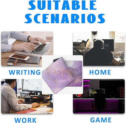 Desk Mat, Purple Rose and Lavender Liquid Marble Extended Gaming Mouse Pad Large, 31.5"x11.8" Big Mouse Pad with Non-Slip Base and Stitched Edge, Long Computer Keyboard Mouse Mat for Home Office Work