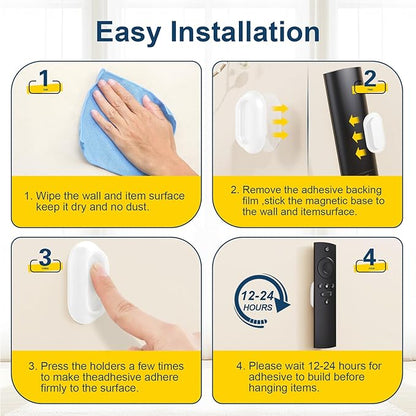Vaszu Magnetic Remote Control Holder Self-Adhesive Wall Mount, 6 Pack Upgraded Silicone Organizer Storage Wall Holder for Home Office TV, Fan and Air Conditioner Remote Control White