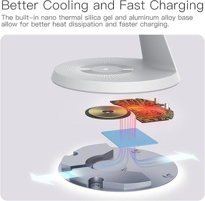 3-in-1 Wireless Charging Station for Apple Devices - Fast Charging Station for iPhone and Watch with MagSafe, Stable Charger Stand for iPhone 17 Air 16 15 14 13 12 Series & iWatch & AirPods