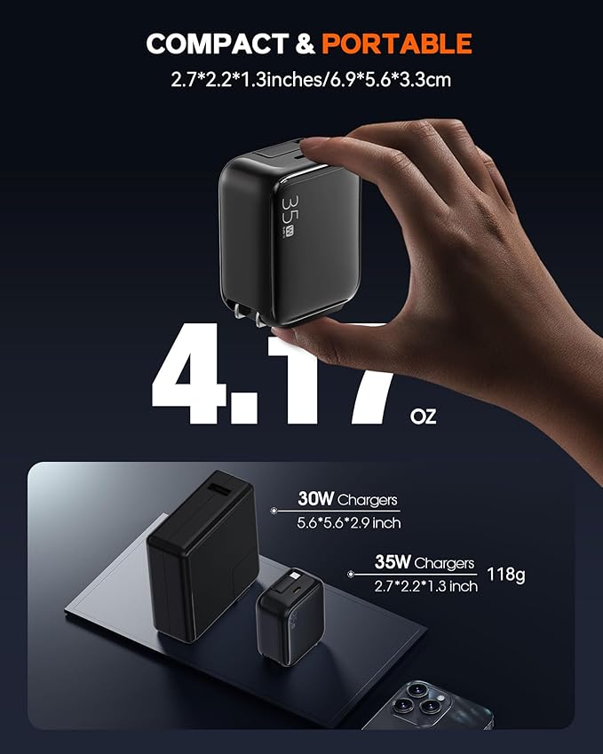 Retractable Wall Charger, 35W Fast USB C Charger Block with Extendable Type C Charing Cable for iPhone 16 15 Galaxy S25 24, Portable Retractable Charging Plug for Home Kitchen Office Travel
