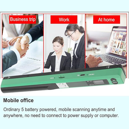Zunate Portable A4 Handheld Scanner, 900 DPI USB Document, Photo Scanner with Offline Mode, Handheld Image Scanne for Home and Office (Green)