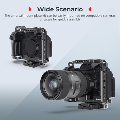 SMALLRIG Universal Quick Release Mount Plate Kit for Arca-Type, Built in Clamp and Plate, with 1/4''-20 & 3/8''-16 Threaded Holes- 2144B