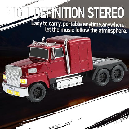 WSTER American Truck Bluetooth Speaker with HD Sound, TWS Pairing, LED Party Light, Operation Panel, Built-in Mic, Portable Car Model Speaker for Parties, Beach, Outdoor Activities (RED)