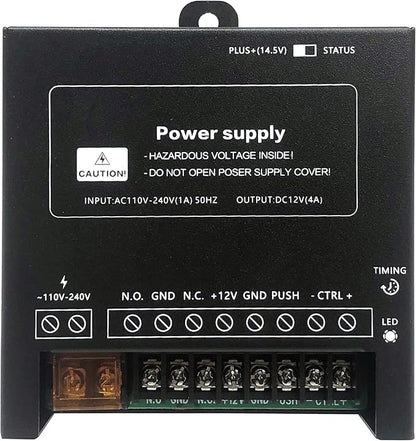 Waterproof Fingerprint Door Access Control System kit, Includes a 1200LB Magnetic Lock,RFID keypad, remotes, exit Button, Entry keypad, and a 110V AC to 12V DC Power Supply (Fingerprint-1200LB Kits)