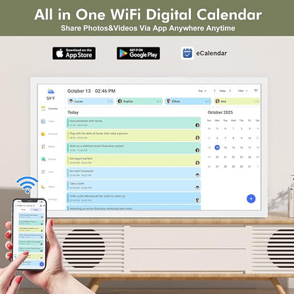 27" Smart Digital Calendar for-Family-Business-Schedules - 1920 x 1080 IPS Full HD Touch Screen Wall Mounted Electronic Calendar, Auto-Sync Google iCloud Outlook Calendars, Christmas Gift for Mom Dad