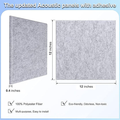 18 Pack Gray Acoustic Panels 12"X12"X 0.4" Soundproof Wall Panels Wall Decoration Sound Absorbing Panel High-Density Sound Deadening Panels Acoustic Treatment Panel For Home Studio