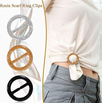 T-Shirt Clips 9 PCS, Clothes Corner Knotted Button, Fashion Alloy Pearl Rhinestone Circle Clip Buckle Round Shirt Silk Scarf