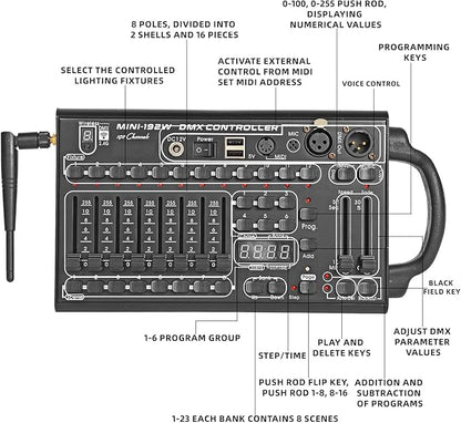 Wireless DMX Controller,192 Channel DMX512Controller Stage Lighting Equipment &Accessorie For Di, Ktv, Large Concert, HolidayParty And Fashion Show DMX Light Controller
