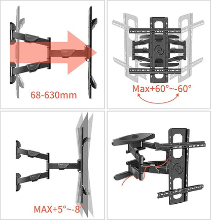 WANDEMEI Rotating TV Mount for 40-75 Inch LCD LED OLED Screen, Vertical and Horizontal Wall Mount, Swivel & Tilt & Extend & Leveling, MAX VESA 600x500mm, Holds up to 100 Lbs, DY639XZ