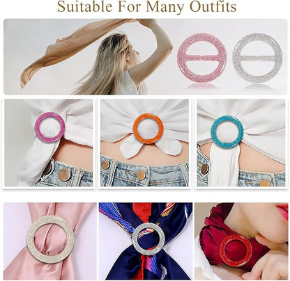 T-Shirt Clips 9 PCS, Clothes Corner Knotted Button, Fashion Alloy Pearl Rhinestone Circle Clip Buckle Round Shirt Silk Scarf