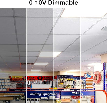hykolity (6 Pack 2x4 FT LED Flat Panel Troffer Light, 30/40/50W 3-Wattage Selectable, 0-10V Dimmable, 5000K 5500lm Lay in Fixture for Office, 3-Lamp F32T8 Fixture Replacement