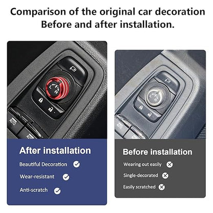 Auovo Rearview Mirrors Knob Ring Compatible with Subaru BRZ for Toyota GR86 2022-2024 2025 2026 Interior Accessories Mirror Control Switch Button Ring (Rearview Mirrors Knob Cover-1 Piece, Red)