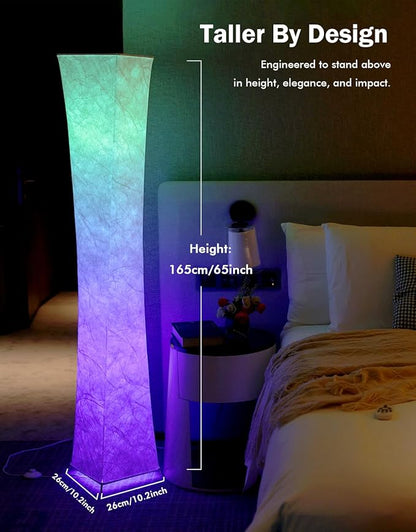 LEONC RGB+CCT Floor Lamp with Remote, 1800lm LED Tuya Smart 9W×2 Bulbs, 61" Smart Modern Floor Lamp with Alexa, Music Sync and 16 Million Colors, Color Changing Standing Lamp for Bedroom Living Room