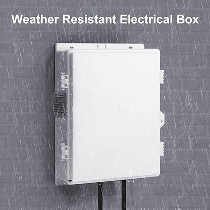 Namunanee Outdoor Electrical Junction Box, ABS Water Resistant Enclosure with Internal Mounting Panel & Hinged Cover (13" H* 9.2" L* 3.7" W)