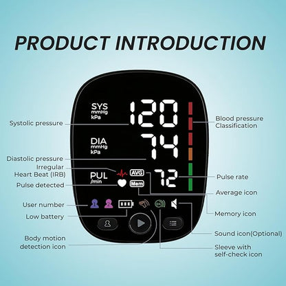 Upper Arm Electronic Blood Pressure Monitor,Blood Pressure Machine, with Cuff and Charging Wire,LED Display,FC-BP 103