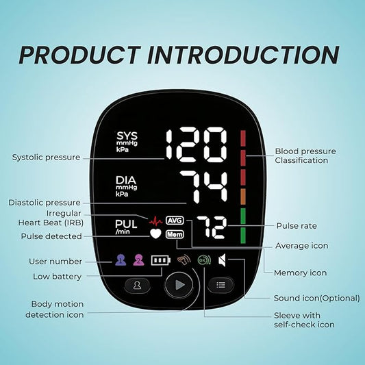 Upper Arm Electronic Blood Pressure Monitor,Blood Pressure Machine, with Cuff and Charging Wire,LED Display,FC-BP 103