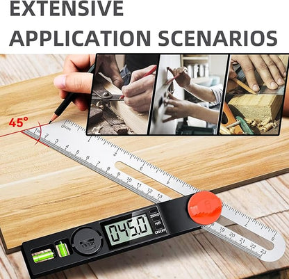 NORTOOLS Digital Angle Finder Protractor, Plastic Angle Finder 7inch/200mm 0-360 ° LCD Digital Protractor Ruler,±0.5° Accuracy Measuring Tool for Woodworking/DIY/Miter Saw (2 Batteries Included) ﻿