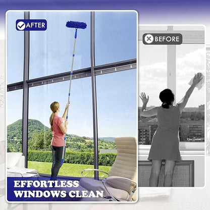 Window Cleaner Squeegee Kit - 2.38M (94ft) Cleaning Equipment with Long Handle 3 in 1 Extendable Window Cleaning Tool for High Windows,Glass,Home,Wall and Car