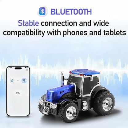 Tractor Head Bluetooth Speaker – unique Bluetooth car speaker with HD stereo, TWS pairing, LED party lights, portable wireless outdoor speaker, car model decoration, and a great gift for men(Blue)