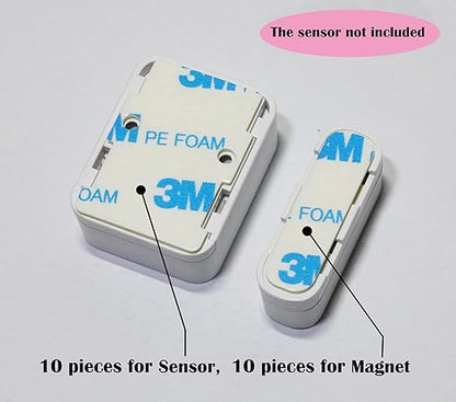 Replacement Adhesive for SimpliSafe Entry Sensors, Pre-Cut, Easy to Install, No Cutting Needed, Pack of 10 Sensor Pads & 10 Magnet Pads