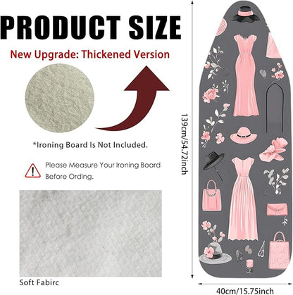 Nuxovilar Ironing Board Cover Needle Cotton 15x54 Inches | Ironing Board Cover and Pad Pink Fashion Design Needle Cotton for Bedroom, Dressing Area, Laundry Space