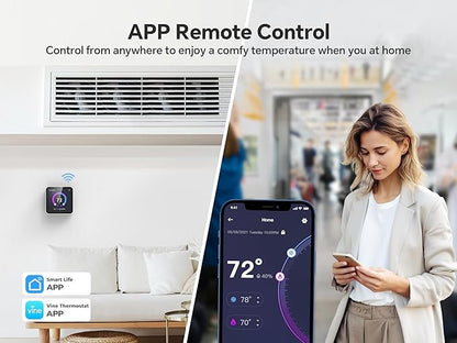 Vine Smart Thermostat - WiFi Programmable Thermostat for House - Compatible with Alexa and Google Assistant, 4.0" Touch Screen Christmas Valentine's Day Optional Wallpaper, C-Wire Required